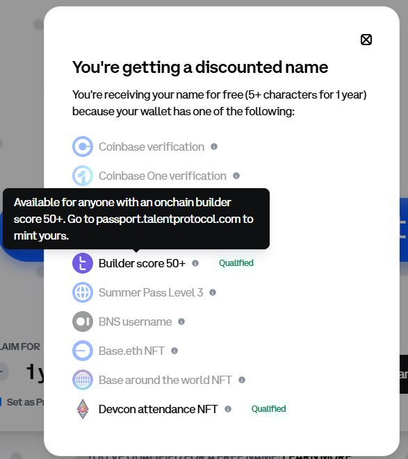 Basenames onchain integration with the Builder Score